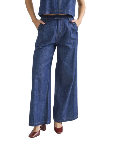 Pantalón Mine wide leg denim de cintura alta para mujer
