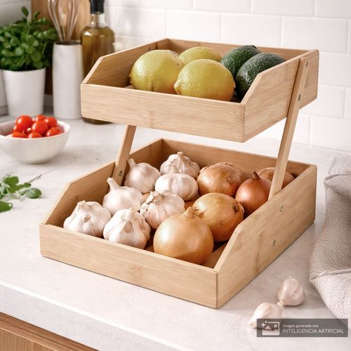 Estante de madera de dos niveles 23x27x30 cm