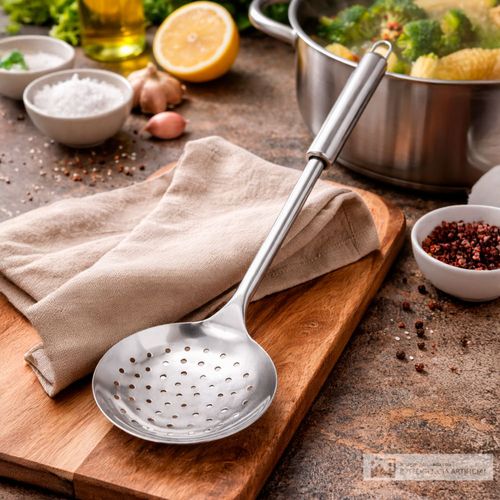 Cuchara ranurada de acero inoxidable 34 cm