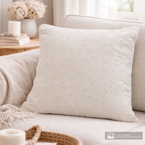 Cojín decorativo bordado flores 45x45 cm