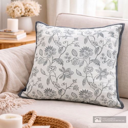 Cojín decorativo jacquard botánico 45x45 cm