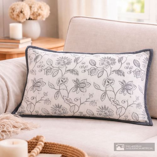 Cojín decorativo jacquard botánico 30x50 cm