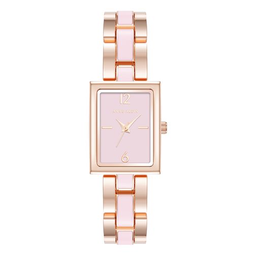 Reloj Anne Klein análogo de metal en tono rose gold con esfera rosada para mujer