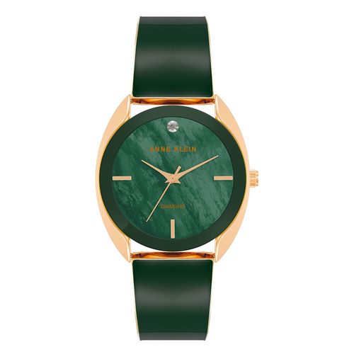 Reloj Anne Klein análogo de metal con correa de acetato en color negro para mujer