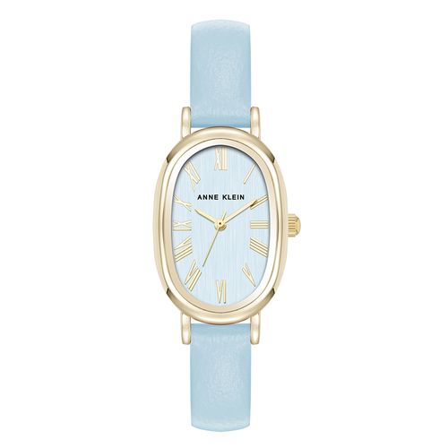 Reloj Anne Klein análogo con correa de cuero y esfera celeste para mujer