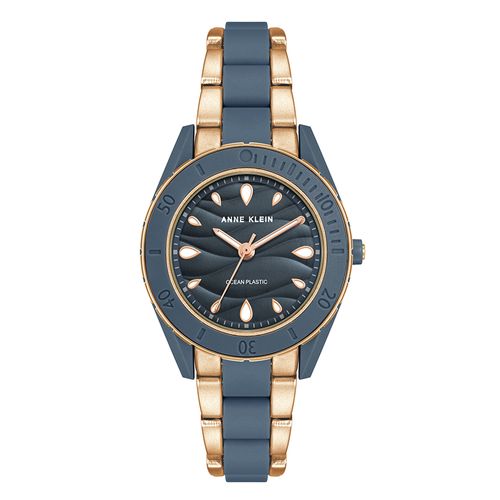 Reloj Anne Klein análogo de metal en tono combinado rose gold y azul para mujer