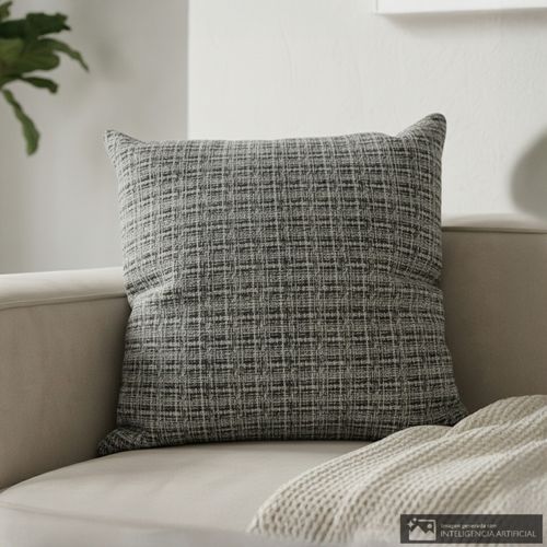 Cojín decorativo cuadrado jacquard cuadriculado 45x45 cm