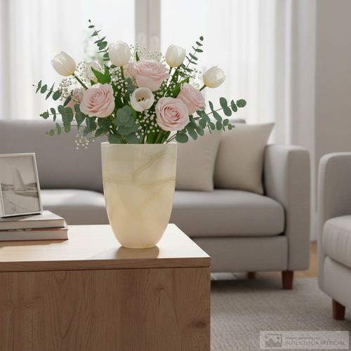 Floreros de vidrio diseño marmoleado 17x:22cm