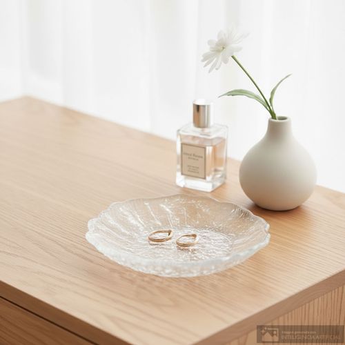 Joyero de vidrio bandeja con forma de flor 14 cm