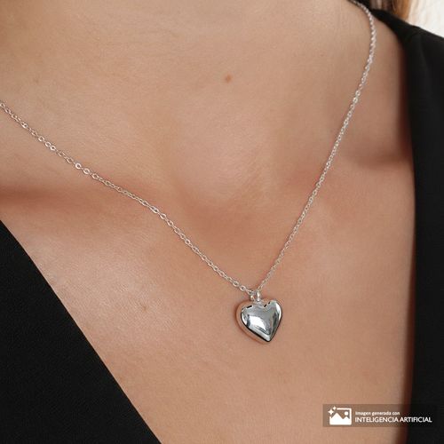 Collar de corazón de plata 1 mm- 45 cm para mujer