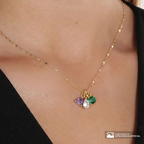 Collar con dije de plata en baño de oro 1 mm-45 cm para mujer