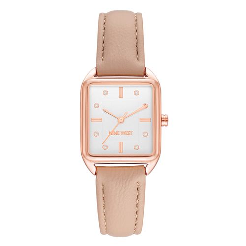 Reloj Nine West análogo de cuero nude para mujer