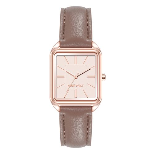 Reloj Nine West análogo de cuero café para mujer