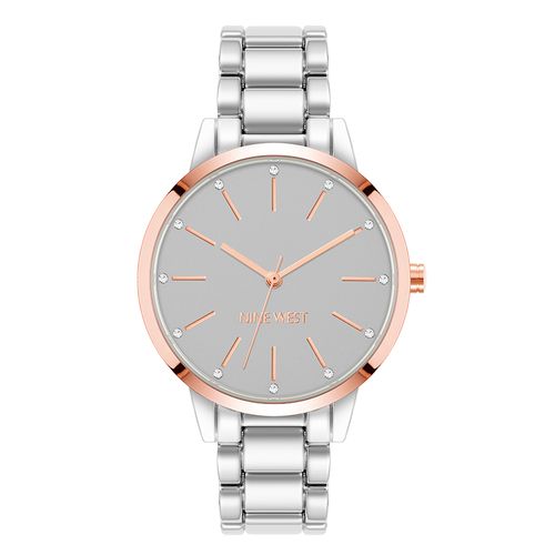 Reloj Nine West análogo de metal plateado para mujer