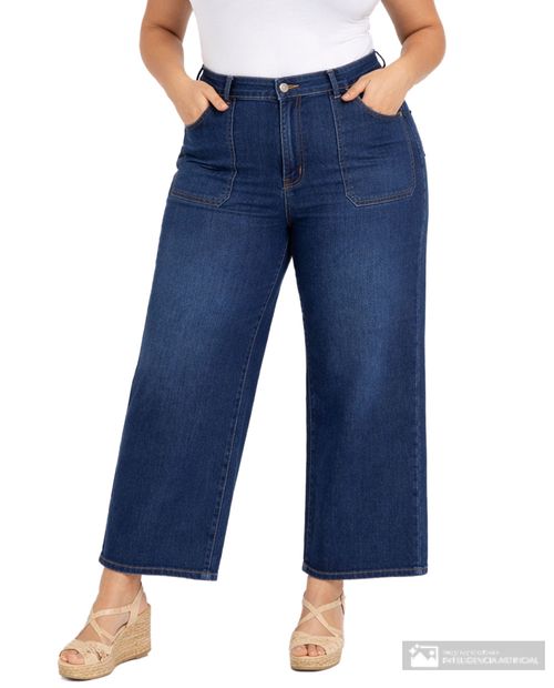Jeans Sabrina wide leg azul de cintura alta para mujer
