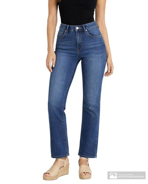 Jeans Nicolle straight azul de cintura alta para mujer