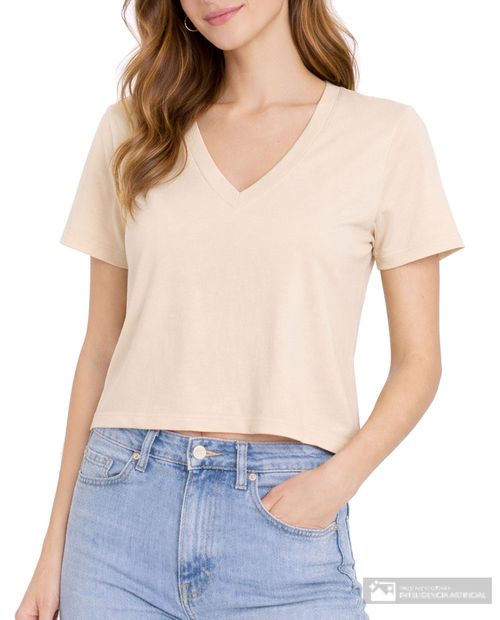 Camiseta Unexpected beige manga corta para mujer