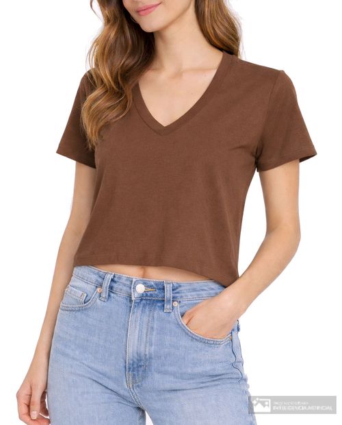 Camiseta Unexpected café manga corta para mujer