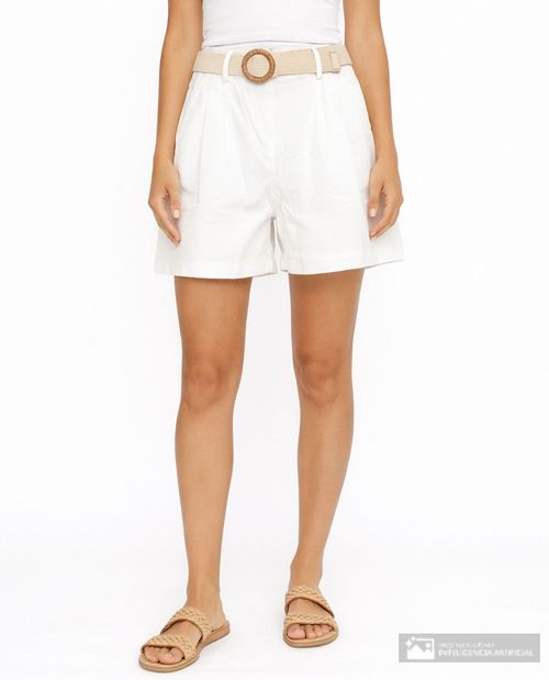 Short Sabrina casual blanco de cintura alta para mujer
