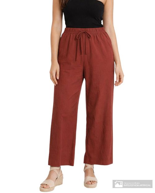 Pantalón Sabrina pull on rojo de cintura alta para mujer