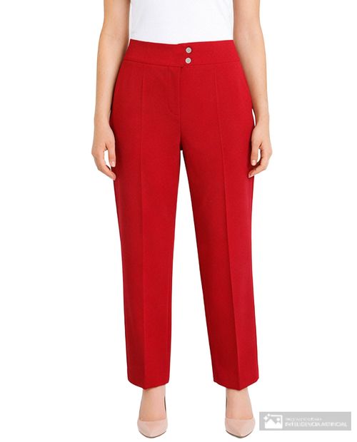 Pantalón Kasper Separates clásico rojo de cintura alta para mujer