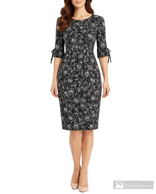 Vestido Connected Apparel formal estampado manga 3/4 para mujer