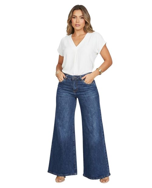 Jeans Most Wanted wide leg azul de cintura alta para mujer