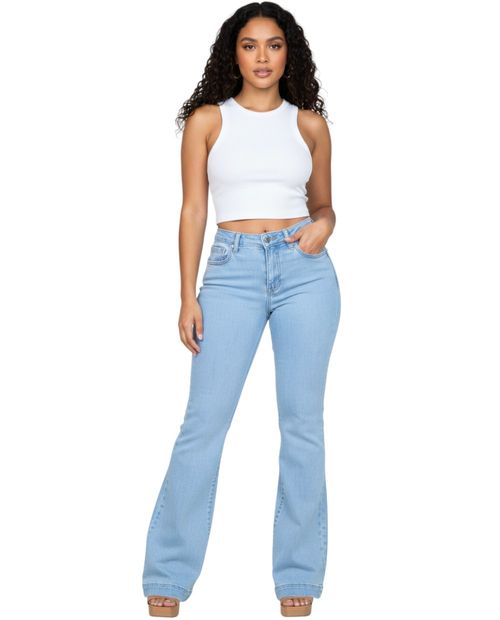 Jeans Most Wanted flare celeste de cintura alta para mujer
