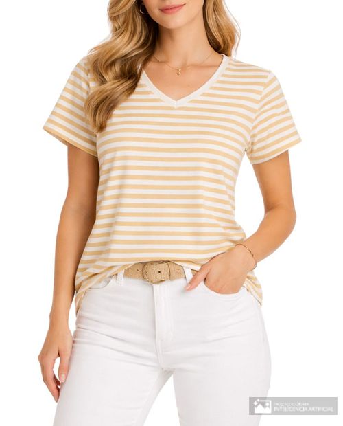 Camiseta Nicolle rayada manga corta para mujer
