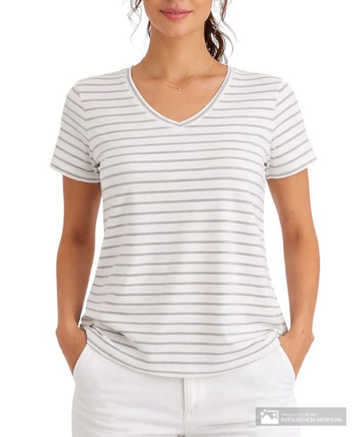 Camiseta Nicolle rayada manga corta para mujer