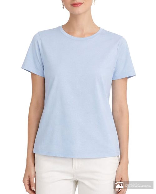 Camiseta Nicolle celeste manga corta para mujer