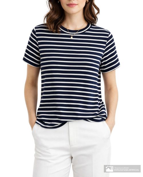 Camiseta Nicolle rayada manga corta para mujer