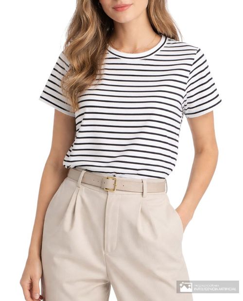 Camiseta Nicolle rayada manga corta para mujer