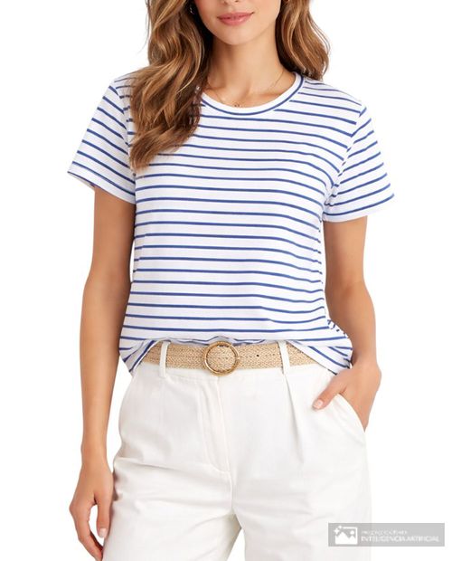 Camiseta Nicolle rayada manga corta para mujer