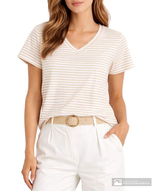 Camiseta Nicolle rayada manga corta para mujer