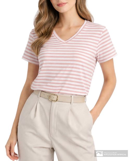 Camiseta Nicolle rayada manga corta para mujer