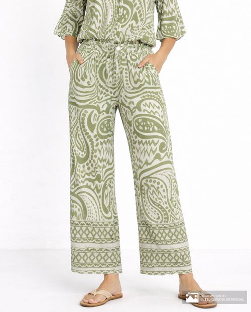 Pantalón Sabrina wide leg estampado de cintura alta para mujer