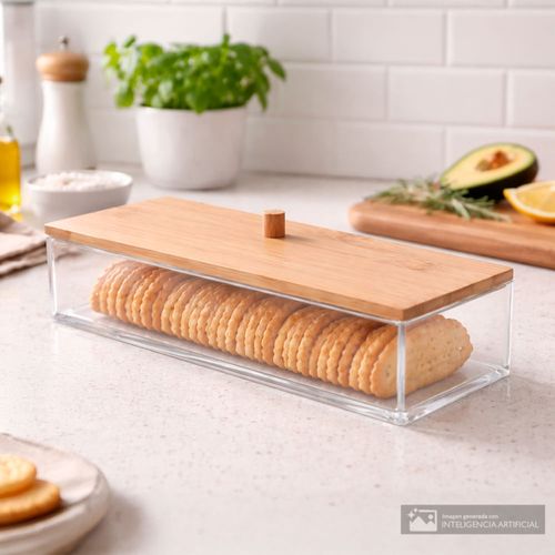 Frasco para almacenamiento con tapa de bambú 5x25x9.5 cm