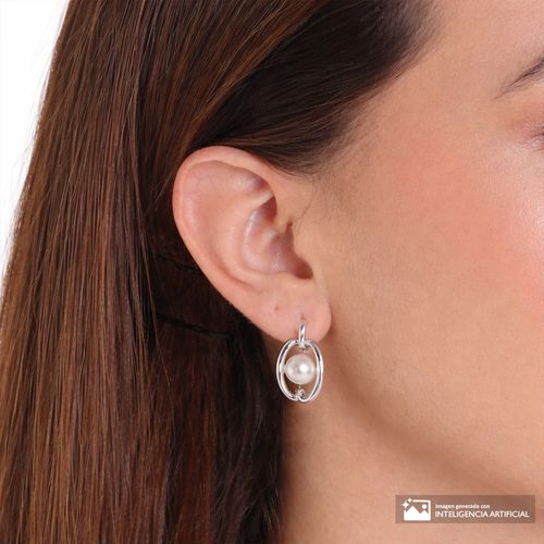 Argollas de plata con perla para mujer