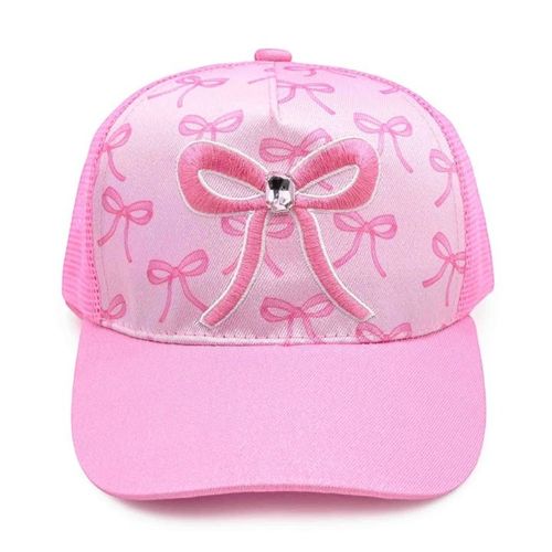 Gorra rosada con estampado de lazo para niña