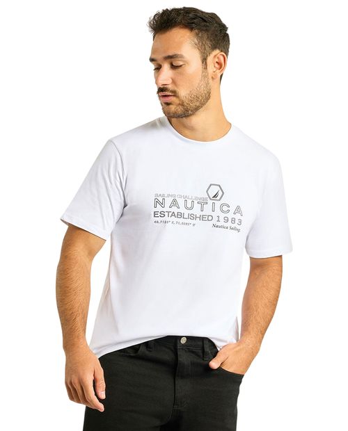 Camiseta Nautica blanca estampada para hombre