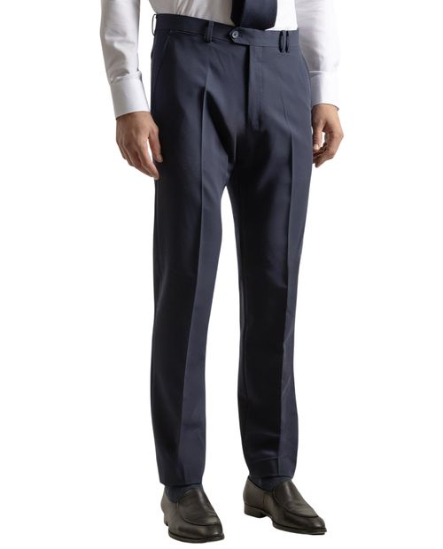 Pantalón formal PuroEGO slim fit azul navy sólido para hombre