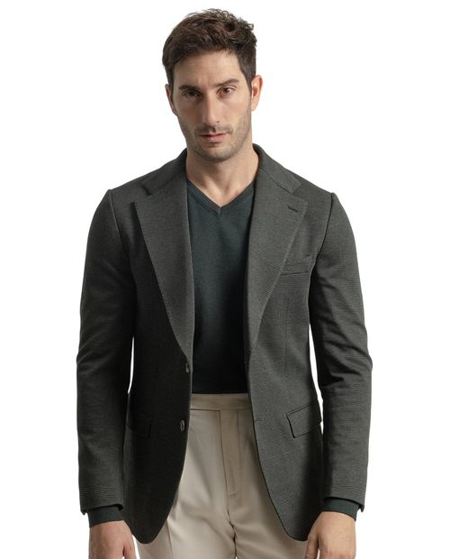 Blazer PuroEGO slim fit verde oscuro cuadriculado para hombre