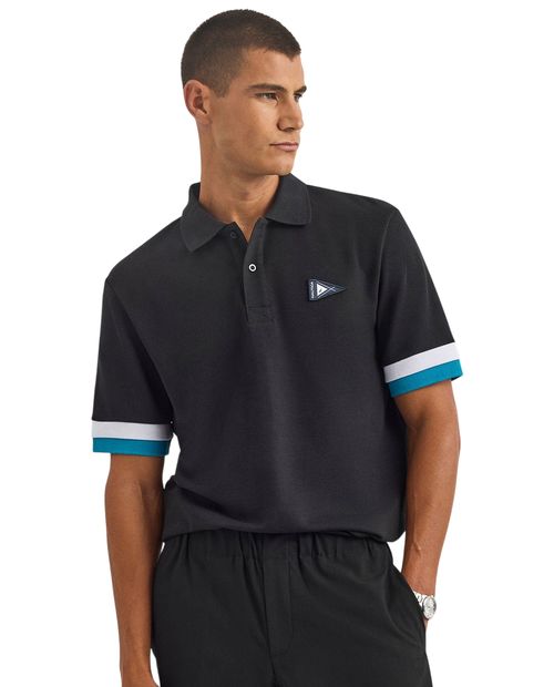 Camisa polo Nautica regular fit negra color block para hombre