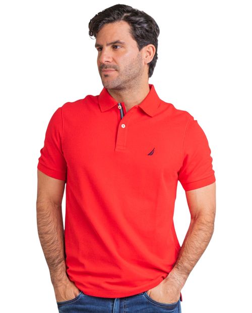 Polo Nautica classic fit texturizado rojo para hombre