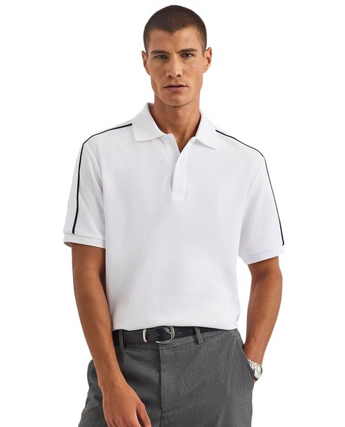 Camisa polo Nautica blanca texturizada para hombre