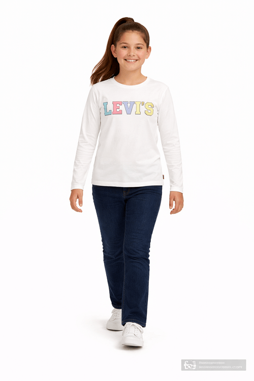 Camiseta blanca bordada Levi’s para niña