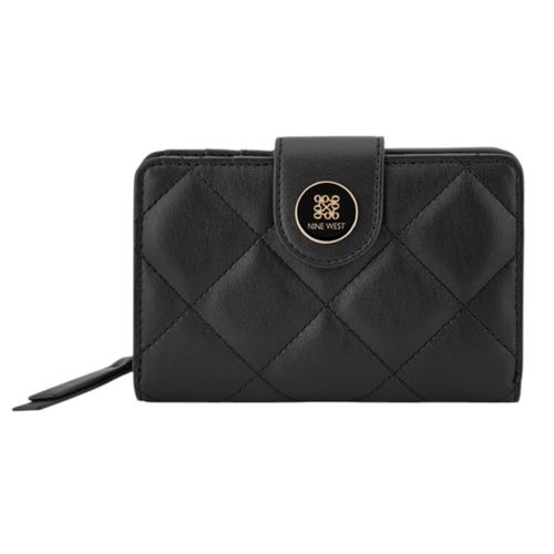 Billetera flap Nine West Haleema color negro para mujer