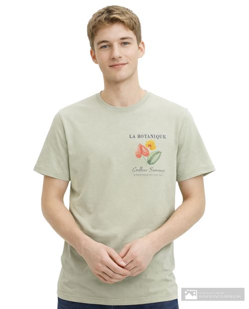 Camiseta Orange verde sage con estampado "Botanique" para hombre