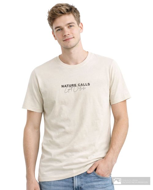 Camiseta Orange ivory con estampado "Nature Calls" para hombre